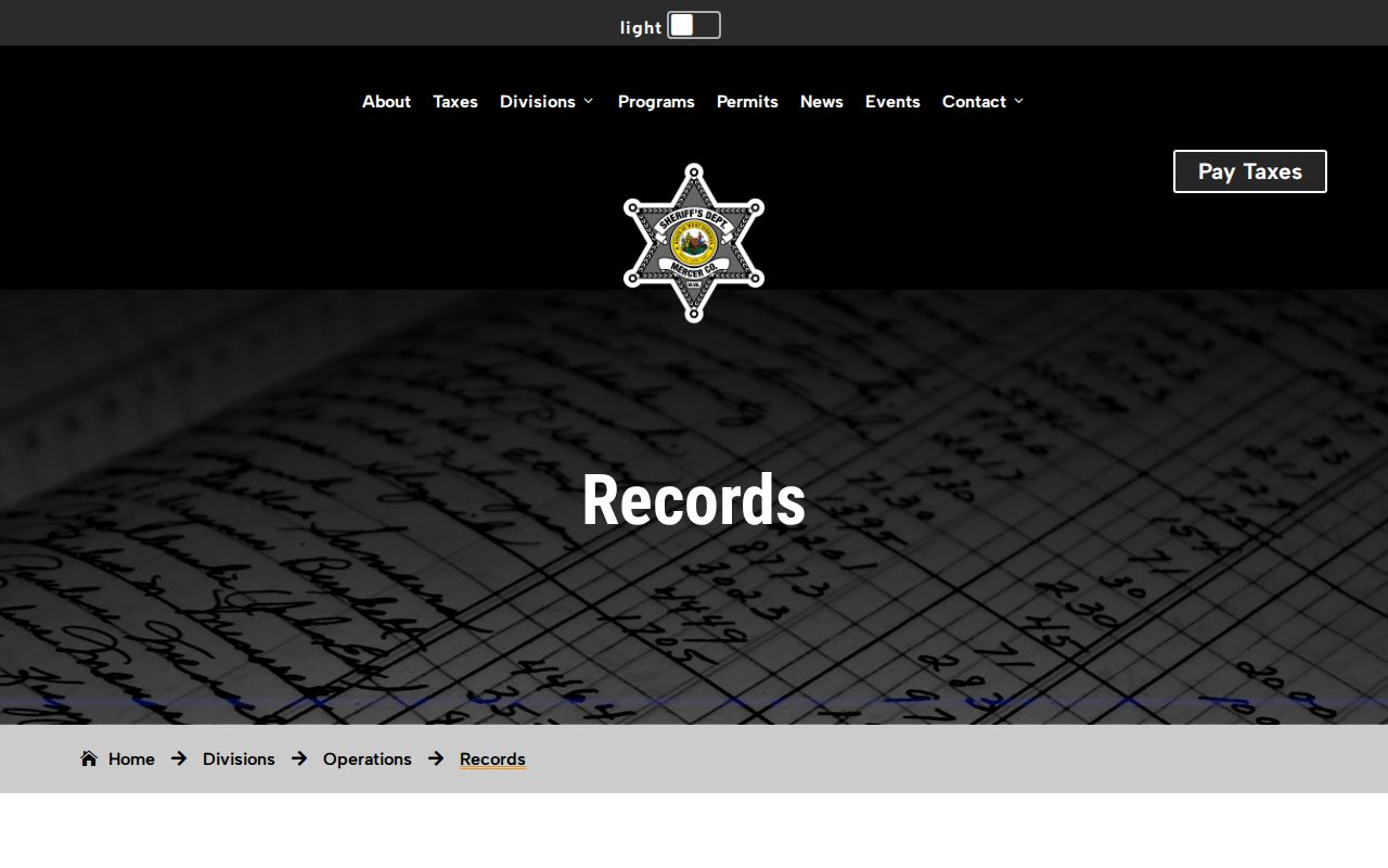 Mercer County Sheriff records request and booking-record route